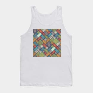 Diagonal Floral Tiles Pattern Tank Top